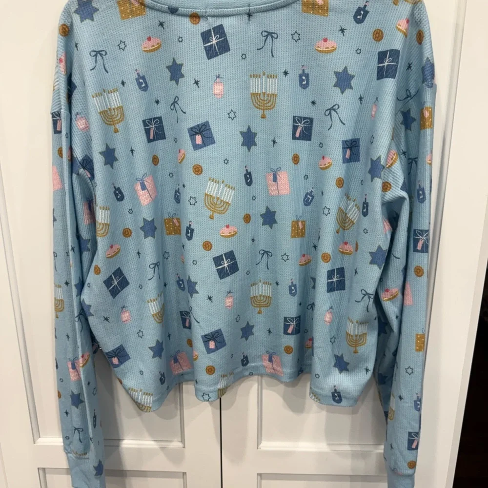 PJ Salvage NWT Size Large Boyfriend Boxer Hanukkah Print Shorts Set - Picture 8 of 9